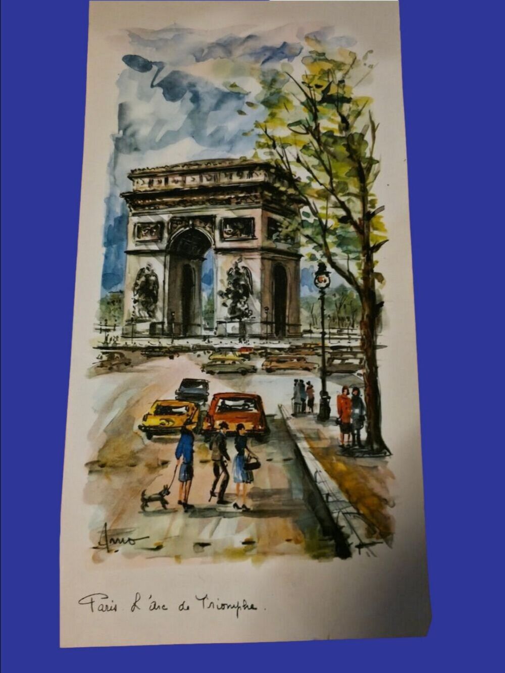 4/$67 Deal! Vintage Paris Street Scene Watercolor Print